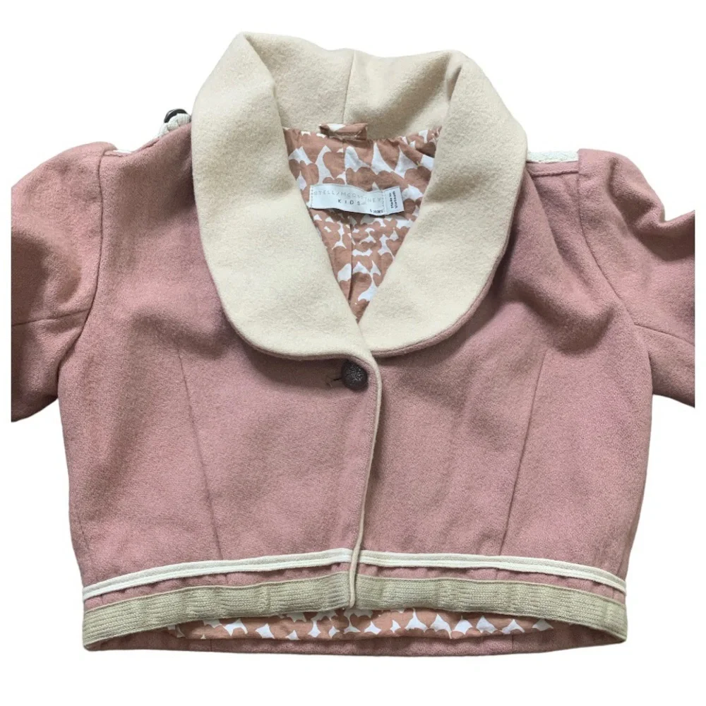 STELLA MCCARTNEY Kids Lee Jacket Wool With Military Detailing Pink/Beige Girl 6Y - Picture 6 of 15